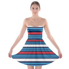 Martini Style Racing Tape Blue Red White Strapless Bra Top Dress by Mariart