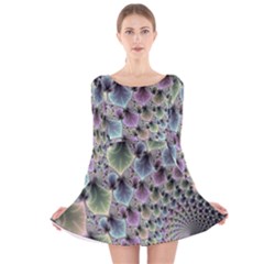 Beautiful Image Fractal Vortex Long Sleeve Velvet Skater Dress by Simbadda