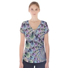 Beautiful Image Fractal Vortex Short Sleeve Front Detail Top by Simbadda