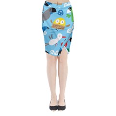 New Zealand Birds Close Fly Animals Midi Wrap Pencil Skirt