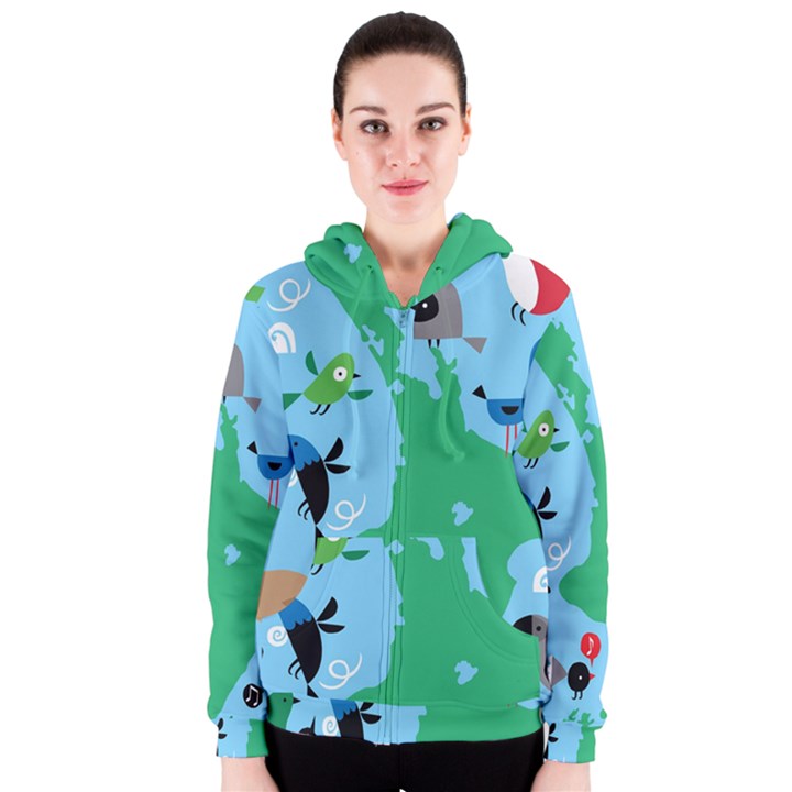 New Zealand Birds Detail Animals Fly Women s Zipper Hoodie