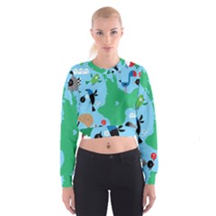 New Zealand Birds Detail Animals Fly Women s Cropped Sweatshirt