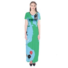 New Zealand Birds Detail Animals Fly Short Sleeve Maxi Dress