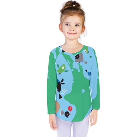 New Zealand Birds Detail Animals Fly Kids  Long Sleeve Tee by Mariart