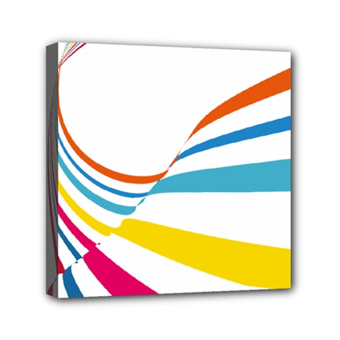 Line Rainbow Orange Blue Yellow Red Pink White Wave Waves Mini Canvas 6  X 6  by Mariart