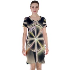 Background With Fractal Crazy Wheel Short Sleeve Nightdress by Simbadda