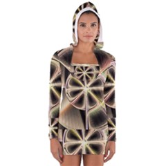 Background With Fractal Crazy Wheel Women s Long Sleeve Hooded T-shirt by Simbadda