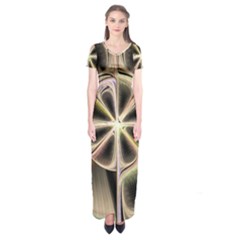 Background With Fractal Crazy Wheel Short Sleeve Maxi Dress by Simbadda