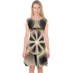 Background With Fractal Crazy Wheel Capsleeve Midi Dress by Simbadda