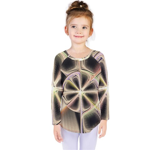 Background With Fractal Crazy Wheel Kids  Long Sleeve Tee by Simbadda