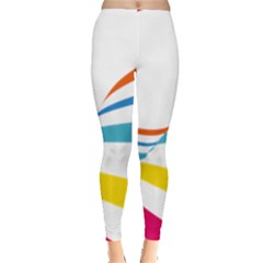 Line Rainbow Orange Blue Yellow Red Pink White Wave Waves Leggings  by Mariart