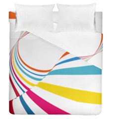 Line Rainbow Orange Blue Yellow Red Pink White Wave Waves Duvet Cover Double Side (queen Size)