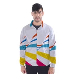 Line Rainbow Orange Blue Yellow Red Pink White Wave Waves Wind Breaker (men) by Mariart