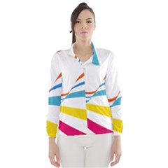 Line Rainbow Orange Blue Yellow Red Pink White Wave Waves Wind Breaker (women) by Mariart