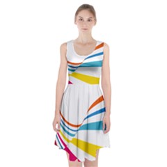 Line Rainbow Orange Blue Yellow Red Pink White Wave Waves Racerback Midi Dress by Mariart