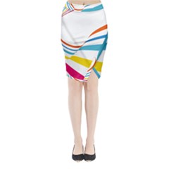 Line Rainbow Orange Blue Yellow Red Pink White Wave Waves Midi Wrap Pencil Skirt by Mariart