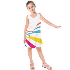 Line Rainbow Orange Blue Yellow Red Pink White Wave Waves Kids  Sleeveless Dress by Mariart