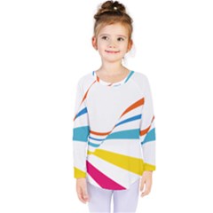 Line Rainbow Orange Blue Yellow Red Pink White Wave Waves Kids  Long Sleeve Tee