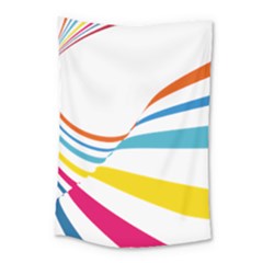 Line Rainbow Orange Blue Yellow Red Pink White Wave Waves Small Tapestry by Mariart