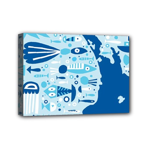 New Zealand Fish Detail Blue Sea Shark Mini Canvas 7  X 5  by Mariart