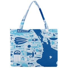 New Zealand Fish Detail Blue Sea Shark Mini Tote Bag by Mariart