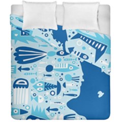 New Zealand Fish Detail Blue Sea Shark Duvet Cover Double Side (california King Size) by Mariart