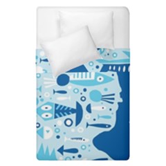 New Zealand Fish Detail Blue Sea Shark Duvet Cover Double Side (single Size) by Mariart