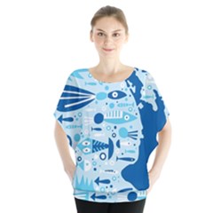 New Zealand Fish Detail Blue Sea Shark Blouse