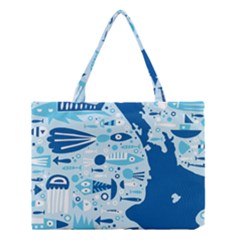 New Zealand Fish Detail Blue Sea Shark Medium Tote Bag by Mariart