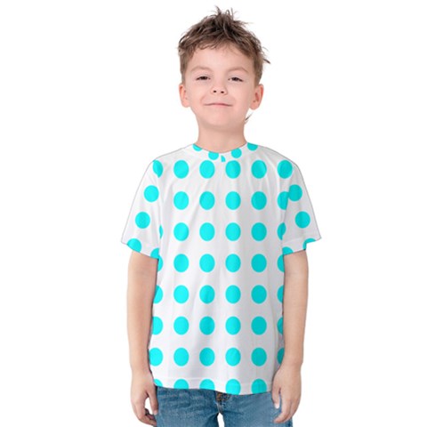 Polka Dot Blue White Kids  Cotton Tee by Mariart