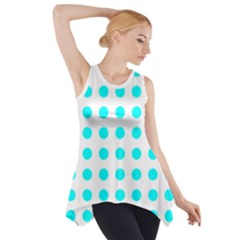 Polka Dot Blue White Side Drop Tank Tunic by Mariart