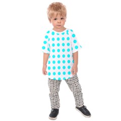 Polka Dot Blue White Kids  Raglan Tee