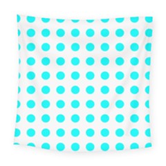 Polka Dot Blue White Square Tapestry (large)