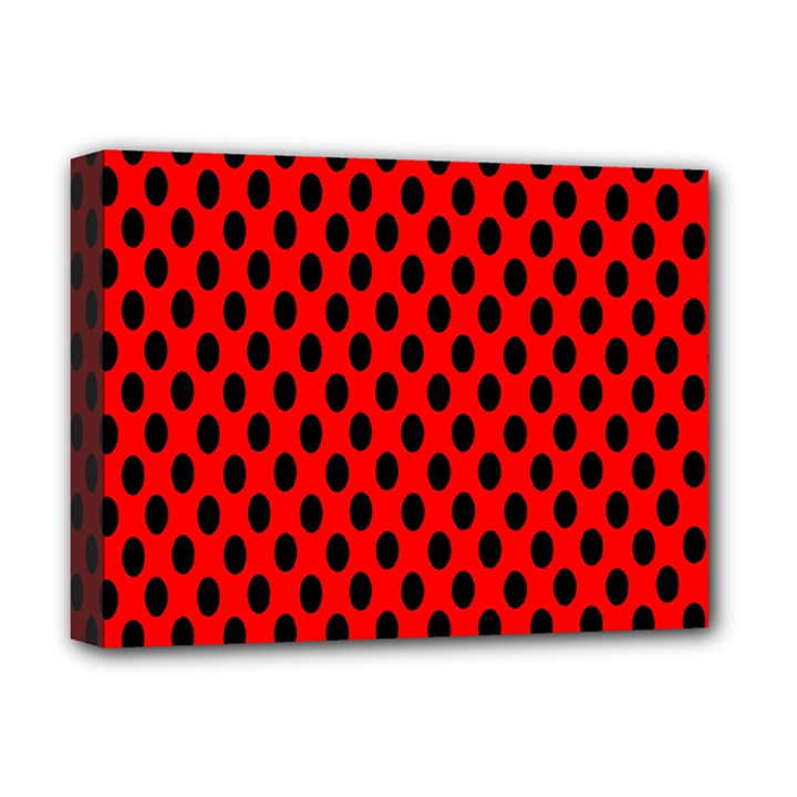 Polka Dot Black Red Hole Backgrounds Deluxe Canvas 16  x 12  