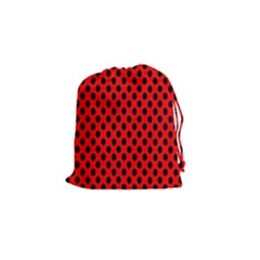 Polka Dot Black Red Hole Backgrounds Drawstring Pouches (small) 