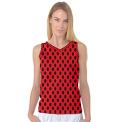 Polka Dot Black Red Hole Backgrounds Women s Basketball Tank Top by Mariart