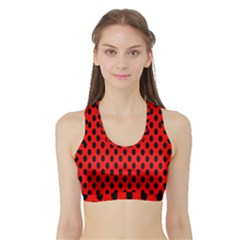 Polka Dot Black Red Hole Backgrounds Sports Bra With Border by Mariart