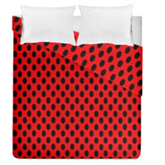 Polka Dot Black Red Hole Backgrounds Duvet Cover Double Side (queen Size)