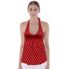 Polka Dot Black Red Hole Backgrounds Babydoll Tankini Top by Mariart