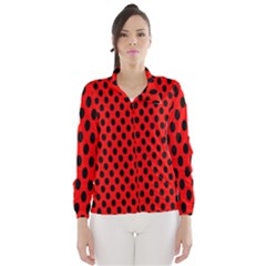 Polka Dot Black Red Hole Backgrounds Wind Breaker (women) by Mariart