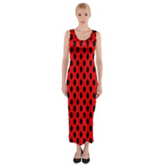 Polka Dot Black Red Hole Backgrounds Fitted Maxi Dress by Mariart