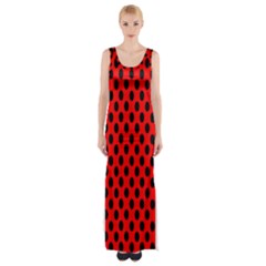 Polka Dot Black Red Hole Backgrounds Maxi Thigh Split Dress by Mariart