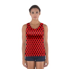 Polka Dot Black Red Hole Backgrounds Women s Sport Tank Top  by Mariart