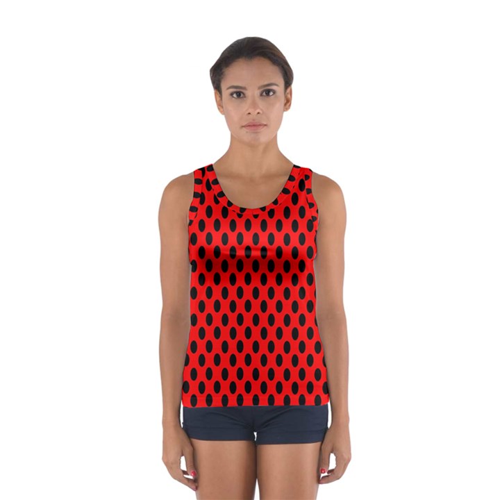 Polka Dot Black Red Hole Backgrounds Women s Sport Tank Top 