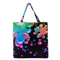 Neon Paint Splatter Background Club Grocery Tote Bag by Mariart