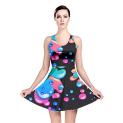 Neon Paint Splatter Background Club Reversible Skater Dress by Mariart