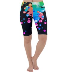 Neon Paint Splatter Background Club Cropped Leggings  by Mariart