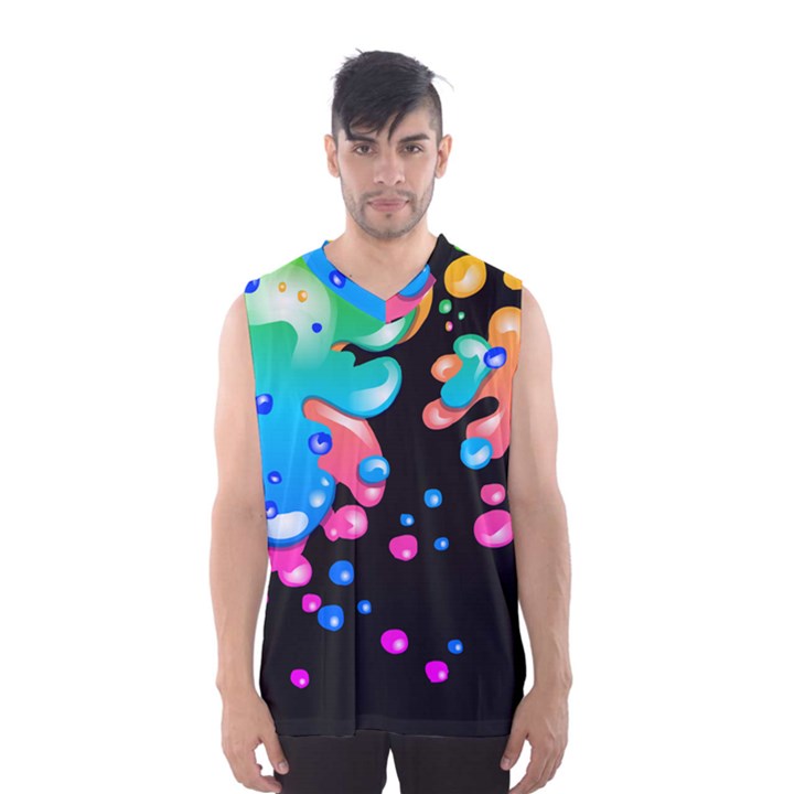 Neon Paint Splatter Background Club Men s Basketball Tank Top