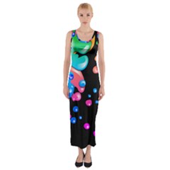 Neon Paint Splatter Background Club Fitted Maxi Dress by Mariart