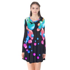 Neon Paint Splatter Background Club Flare Dress